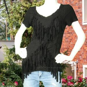 Native Outsiders Fringed Boho Southwestern Westerncore Top T Shirt L